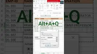 Advance Filter with Shortcommand in Excel ||