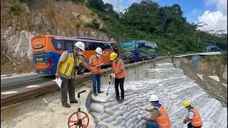 Batu Jomba route update today❗️PUPR proves geotextile bag durability in rainy season holds up 100%