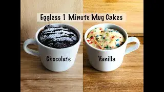 1 Minute Chocolate and Vanilla Mug Cakes in Microwave | Eggless | Quick and Easy