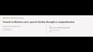 Neural oscillations carry speech rhythm through to comprehension | RTCL.TV