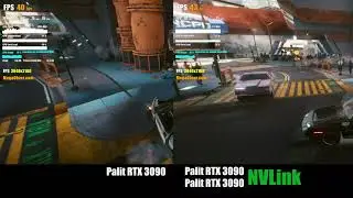 NVLink 3090 Cyberpunk 2077. Ultra Ray 4K. Palit RTX 3090 + RTX 3090