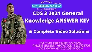 MOST ACCURATE CDS 2 2021 GK Paper Answer Key Video Solutions All Sets-New Careers Academy