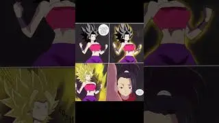 Female muscle cartoon comic Caulifla growth muscle when transform to super saiyan to fight Goku