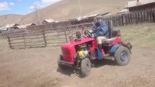 Пашем поле самодельным минитрактором