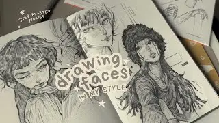 how I draw faces in my style  ๋࣭࣪⭑