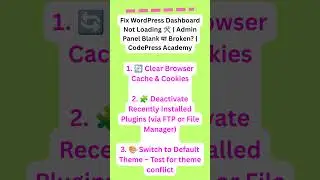 Fix WordPress Dashboard Not Loading 🛠️ | Admin Panel Blank या Broken? | CodePress Academy