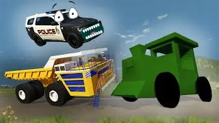 КАК ОСТАНОВИТЬ ОГРОМНЫЙ ДЕРЕВЯННЫЙ ПАРОВОЗИК, КОТОРЫЙ БОЛЬШЕ БЕЛАЗА? Гоша и Чич. Приключения машин.