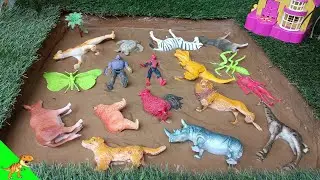 "Rescuing Muddy Animals & Superheroes! Giraffe, Lion, Iron Man, and More!