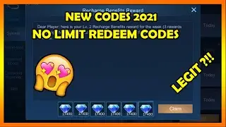 LEGIT🔥 ?!!/NEW CODES 2021 NO LIMIT REDEEM CODES IN MOBILE LEGEND BANG BANG.
