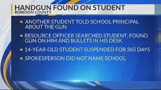 Robeson County 9th grader taken into custody after gun found at school