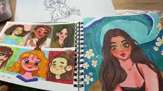 Творческая болталка. Показываю свой стол, творческие покупки, маркерные иллюстрации в скетчбуке