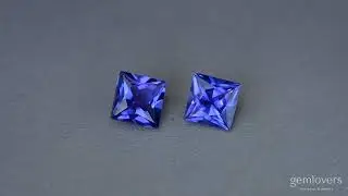 Пара танзанитов огранки принцесса 6.64ct