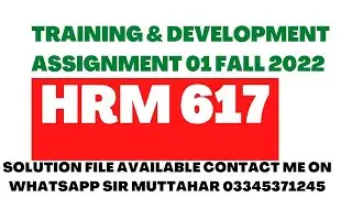 HRM 617 assignment 01 Fall 2022