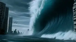 AI Mega City Tsunami 4k 60p