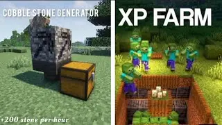 Minecraft:- xp fram and cobblestone generator in one vedio|craft miner|