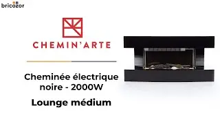 PRÉSENTATION : Lounge Medium CHEMIN'ARTE - Cheminée électrique noire avec Flamme 3D - 2000W