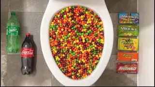 Toilet vs Skittles, Coca Cola, Fanta, Sprite, M&Ms, Reeses, Oreos, Sour Patch Candy