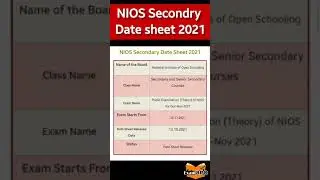 NIOS Date Sheet 2021 12th Class October Theory Released 