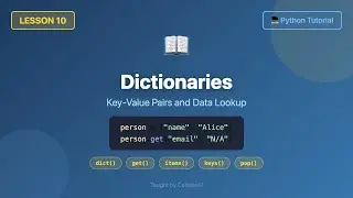 Learn Python Dictionaries - get(), items(), pop(), Comprehensions (Tutorial #10)