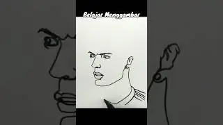 SATU GARIS menggambar RONALDO #short #shorts #ronaldo #cristianoronaldo #cr7 #sepakbola #menggambar