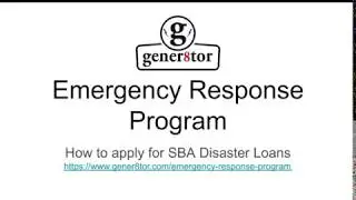 gener8tor Emergency Reponse Program: How to apply for SBA Disaster Loan