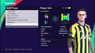 Sebastian Szymański face e football pes 2021 Fenerbahce
