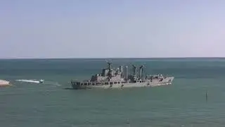Navy Stock Footage 2021 - Wide Shot Of Us Battleships At Sea With Soldiers On The Stern-12
