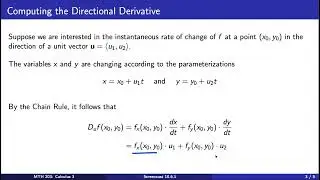 Screencast 10.6.1 Introduction to Directional Derivatives and the Gradient