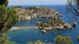 Isola bella  (The Beautiful Island),  the most iconic beach in Taormina, Sicily 