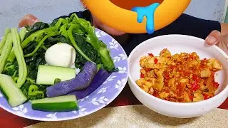 ASMR MUKBANG SAMBEL GORENG TEMPE AYAM MERCON+ KULUPA NYA MANTAP