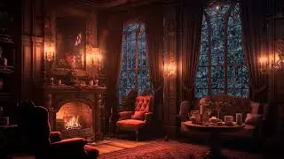 Cozy Dark Academia Piano & Fireplace Sounds for Sutying / Sleeping