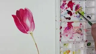 How to paint tulip with watercolor 
