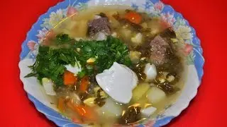 Суп мясной со щавелем на ароматном бульоне