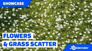 Grass, Flowers and Terrain in Blender3D