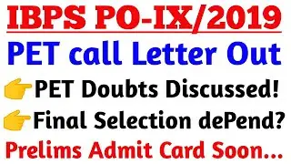 IBPS PO IX 2019 Pre Examination Training PET call Letter & Doubts Discussed.