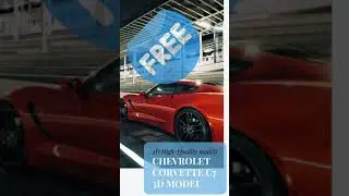 Chevrolet Corvette C7 3d Model for free | 3dsmax & Corona Render material | rigged geometry #shorts