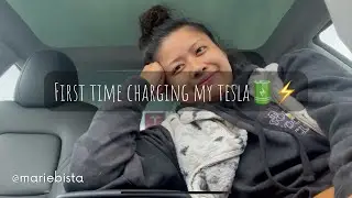 First Time Charging My Tesla by myself (Baemax)! ⚡️🔋🤍