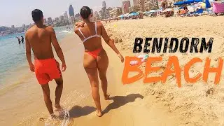 🇪🇦☀️🏝️Benidorm Spain Summer 2024 / Poniente Beach / BEACH WALK🏖️ / 4K 60FPS VIEW 🎥