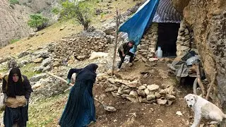 Nomadic life in Zagros | Survival of nomadic mother in cave | Construction of cave house