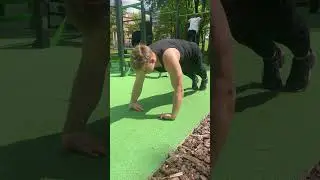 Push-ups on the wrists. Sport motivation. 