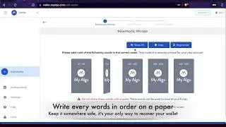 How to Create an Algorand Wallet on MyAlgo Wallet