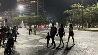 Night Walk Along the Beach - Copacabana Beach Walk