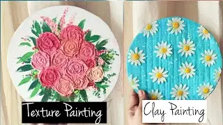 Texture paste Painting On Canvas | Clay Art Painting For Beginners