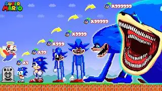 Evolution of Sonic All Phases 1-999 R.I.P Mario in Super Mario Bros.