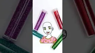 😍 Amazing Afro Hairstyle with Rainbow Colors 🎨 Glitter Art ✨ #glitter #art #kids #easy #shorts