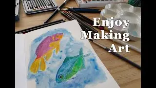 Enjoy making art - Painting Fish Using Mixed Media