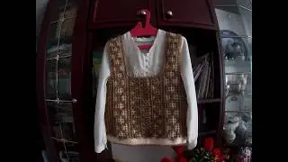 Вязание крючком безрукавка(Жилетка) филейной сеткой