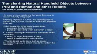 Part 1 of 2: Penn: PR2GRASP: From Perception and Reasoning to Grasping