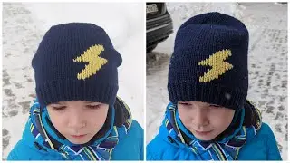 Двойная детская шапка спицами