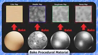 Bake Procedural Material to Color, Metallic, Bump and Roughness Maps [Normal Map?]